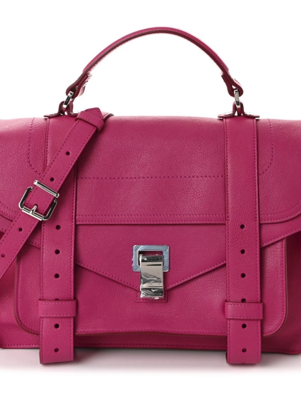 NWT Proenza Schouler PS1 Fuchsia Leather Satchel with Silver Hardware